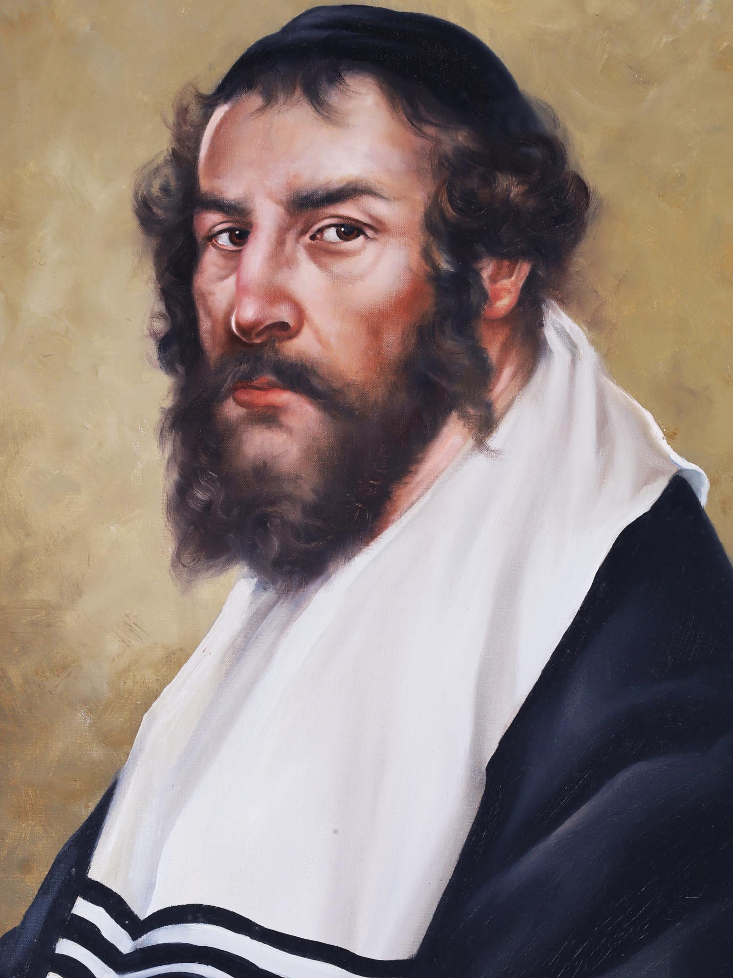 FRAMED OIL PAINTING PORTRAIT OF RABBI BY DOMAN F PIC-1